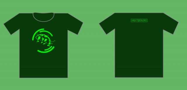 Hackteria t shirt with back green.png